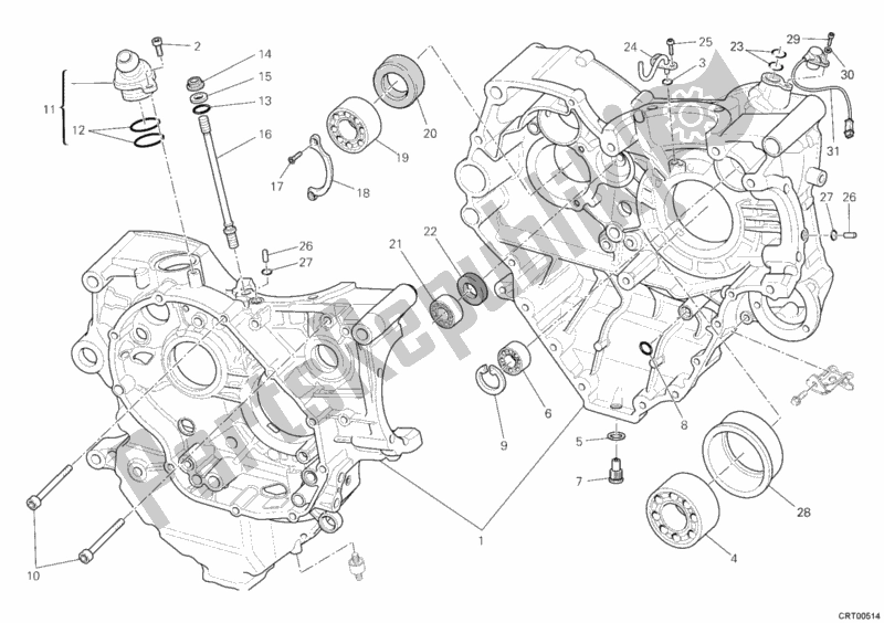 All parts for the Crankcase of the Ducati Multistrada 1200 S Sport 2011